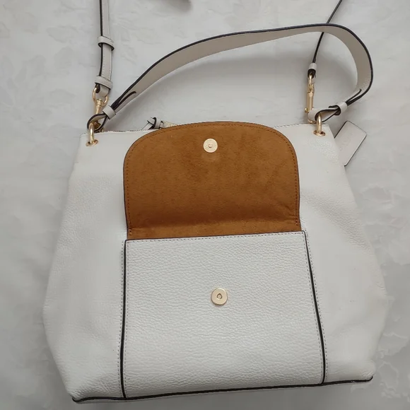 Coach chalk gold Remi refined pebble leather hobo crossbody bag - Picture 9 of 15